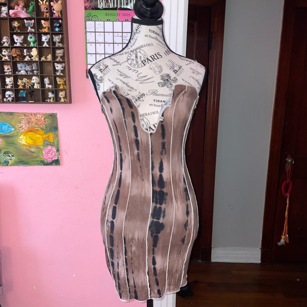 Fashion Nova Brown and Black Mini Dress